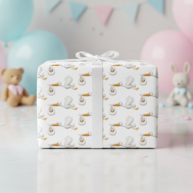 Hoja De Papel De Regalo Envoltura de regalo de cigüeña para llegadas preci (Stork Gift Wrap for Precious Arrivals!)