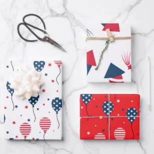 Hoja De Papel De Regalo Envoltura de regalo de fuegos artificiales rojos y