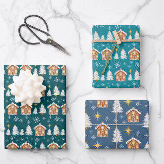 Hoja De Papel De Regalo Envoltura de regalo de la colección de trío de pan
