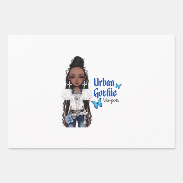 Hoja De Papel De Regalo Envoltura de regalo de vampiros góticos urbanos 8 (Anverso)