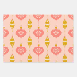 Hoja De Papel De Regalo Envoltura de regalo del trío de adornos y perlas d