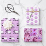 Hoja De Papel De Regalo Envoltura de regalo personalizada de Lavender Boda<br><div class="desc">Lavender Pickleball ducha de novia, compromiso, despedida de soltera o actividad de pickleball durante el fin de semana boda envolver papel para personalizar el envoltorio de regalo. Papel de envoltura perfecto para que la pareja de piquetes se case. Pelota de picnic Lavender Purple con vestido de traje blanco y esmoquin...</div>