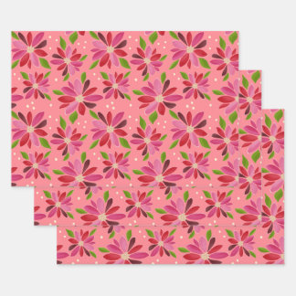 Hoja De Papel De Regalo envoltura de regalo rosa de poinsettia 3 paquete