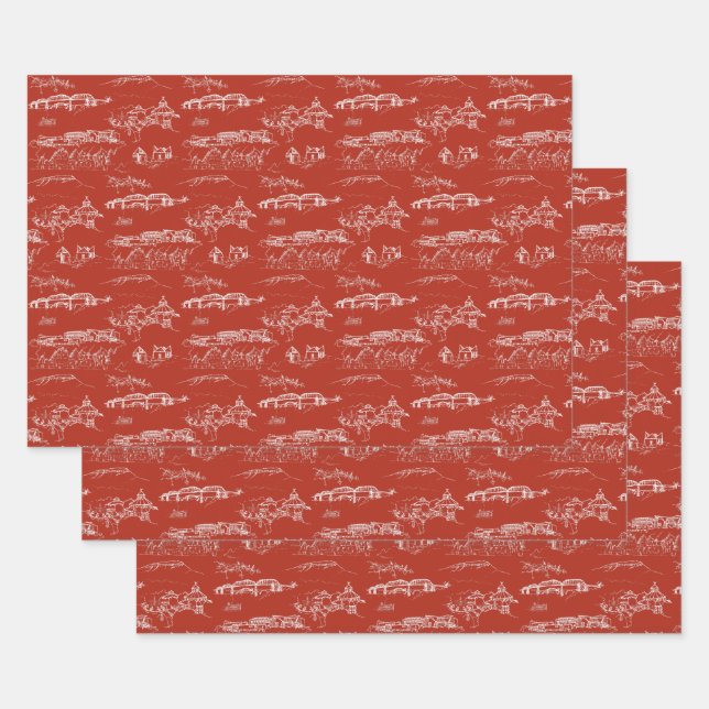 Hoja De Papel De Regalo Envoltura de vacaciones rojas de chattanooga Toile (Set)