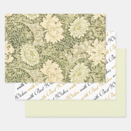 Hoja De Papel De Regalo Envoltura floral verde diseño de Wm Morris con mej