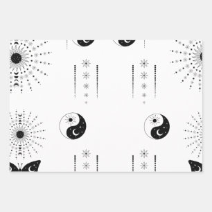 Hoja De Papel De Regalo Envoltura minimalista en blanco y negro