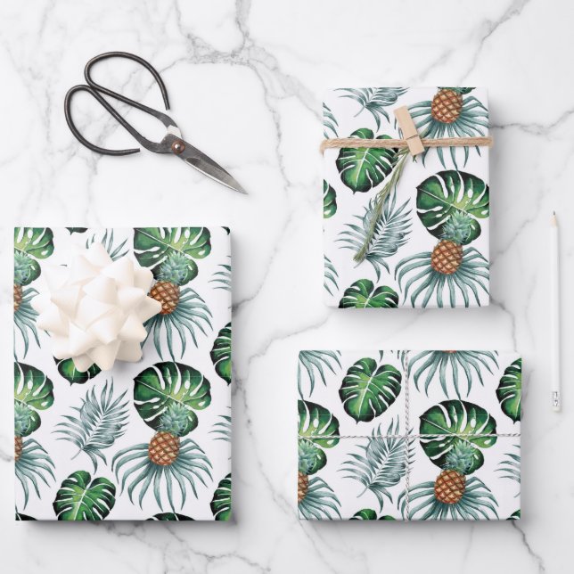 Hoja De Papel De Regalo Envoltura - Monstera / Pinapple (Anverso)