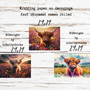 Hoja De Papel De Regalo Envoltura para Decoupage 3 Tierras Altas Caprichos