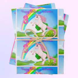 Hoja De Papel De Regalo Envuelto de regalo de fiesta de cumpleaños de niñi