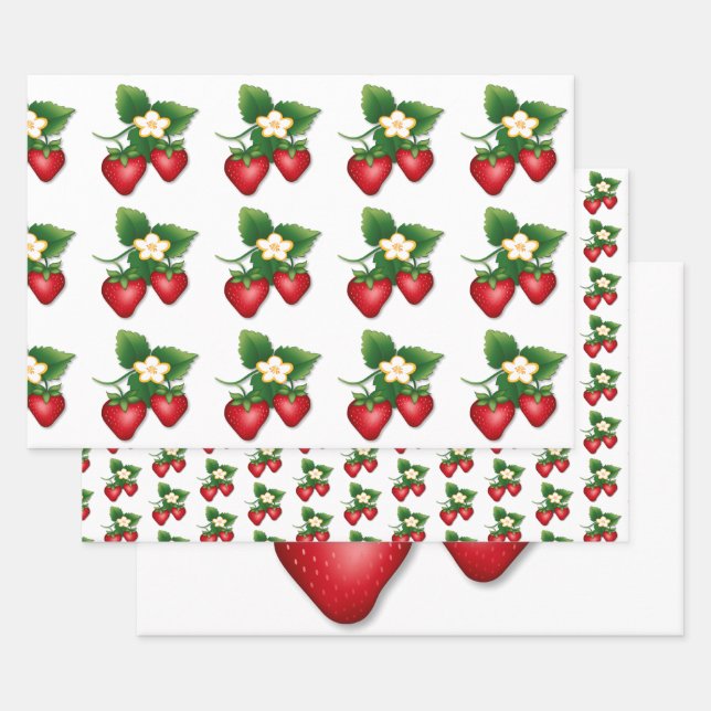 Hoja De Papel De Regalo Envuelvo con I Love Strawberry (Set)