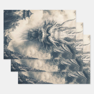 Hoja De Papel De Regalo Epic Ilustracion Dragón Chino