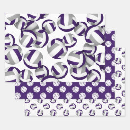 Hoja De Papel De Regalo equipo de color gris morado colores bolas de volei