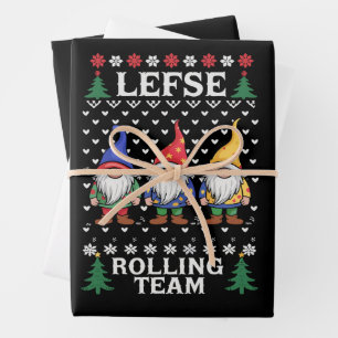 Hoja De Papel De Regalo Equipo de laminado de Lefse Gnome de Navidad para