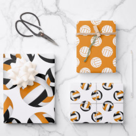 Hoja De Papel De Regalo equipo de naranja negro colores bolas de voleibol