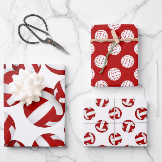 Hoja De Papel De Regalo equipo rojo colores voleibol 3 pc coordinación