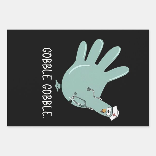 Hoja De Papel De Regalo ER Enfermera Turquia Gobble Squad ER Enfermera Acc (Anverso)