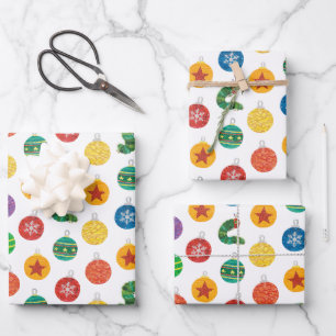 Hoja De Papel De Regalo Eric Carle   Patrón de Navidades de oruga
