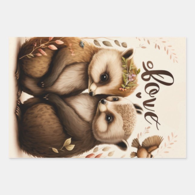 Hoja De Papel De Regalo erizos de amor (Anverso)