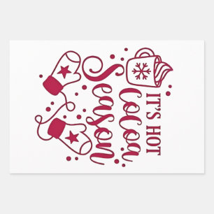 Hoja De Papel De Regalo Es la Temporada de Chocolate Caliente Cacao Navida