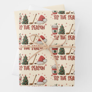 Hoja De Papel De Regalo Es La Temporada Hockey Deportes De Invierno Fiesta