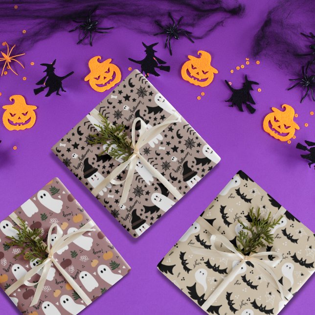 Hoja De Papel De Regalo Escándalo de Halloween (Cute Halloween spooky ghost Wrapping Paper Sheets)