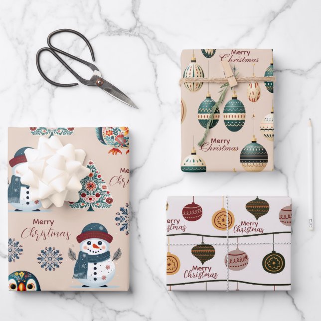 Hoja De Papel De Regalo Escandinavo caprichoso (Anverso)