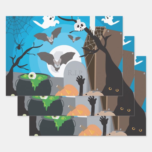 Hoja De Papel De Regalo Escena de Halloween (Set)