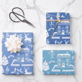 Hoja De Papel De Regalo Escena de invierno tradicional para Navidades