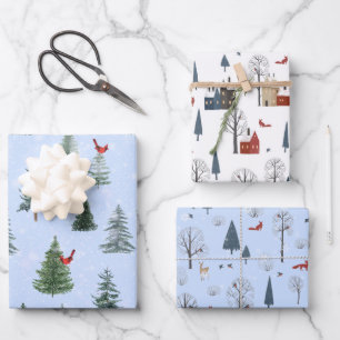 Hoja De Papel De Regalo Escenario de bosques de campo pintoresco de 3