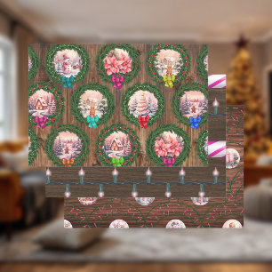 Hoja De Papel De Regalo Escenas de Navidades rosados