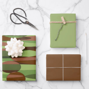Hoja De Papel De Regalo Esferas verdes y marrones
