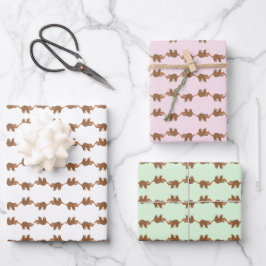 Hoja De Papel De Regalo Eslora Durmiente En Un Árbol De Animales Múltiples