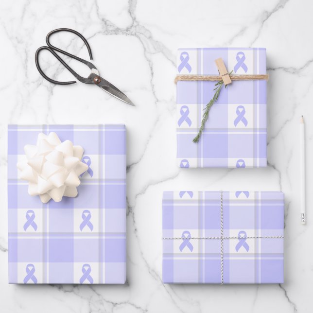 Hoja De Papel De Regalo Esophageal Cancer Awareness Plaid Periwinkle (Anverso)