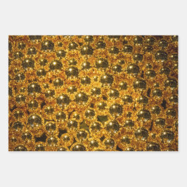 Hoja De Papel De Regalo ¡Esparcen bolas de navidades dorados envolviendo p