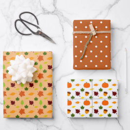 Hoja De Papel De Regalo Especie de calabaza 3 coordenadas otoño otoño cump