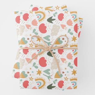 Hoja De Papel De Regalo Espectacular patrón de guardería con nubes y estre