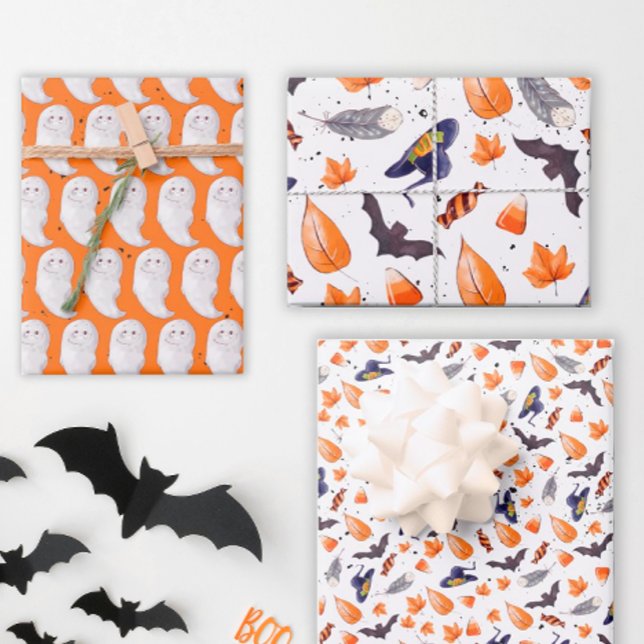 Hoja De Papel De Regalo Espectacular patrón de Halloween (Whimsical Halloween Gift Wrap)