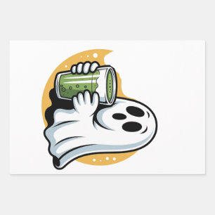 Hoja De Papel De Regalo Espeluznante Beber Matcha Halloween