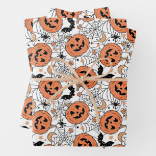 Hoja De Papel De Regalo Espeluznante Patrón Halloween de Calabaza