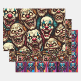 Hoja De Papel De Regalo Espeluznante Payaso Zombie Abandonado Carnaval