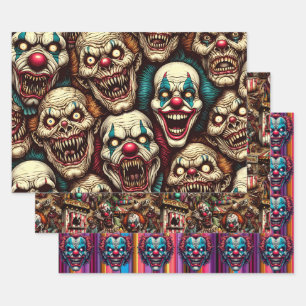 Hoja De Papel De Regalo Espeluznante Payaso Zombie Abandonado Carnaval