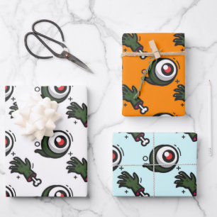 Hoja De Papel De Regalo Espeluznantes ojos Zombie Hands Bones regalo de Ha