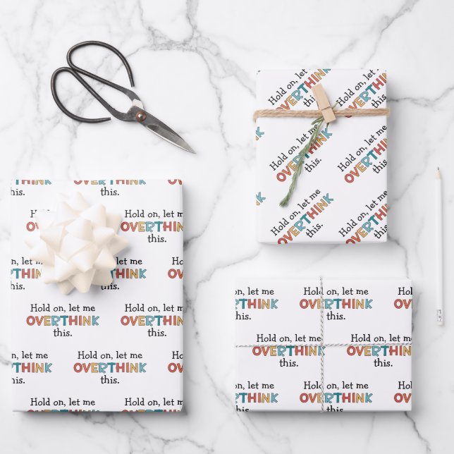 Hoja De Papel De Regalo Espera, Déjame Sobrepensar Esta Graciosa Retro (Anverso)