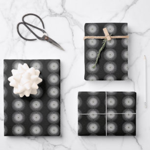 Hoja De Papel De Regalo Espiral negra y blanca