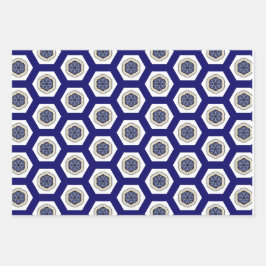 Hoja De Papel De Regalo Espléndida Marina Náutica blanco y oro