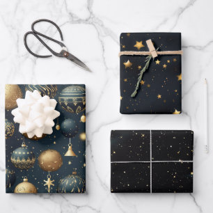 Hoja De Papel De Regalo Espuma azul opulenta de medianoche Ornamental
