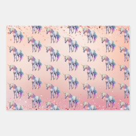 Hoja De Papel De Regalo Espuma de unicornio rosa dorado Rosa