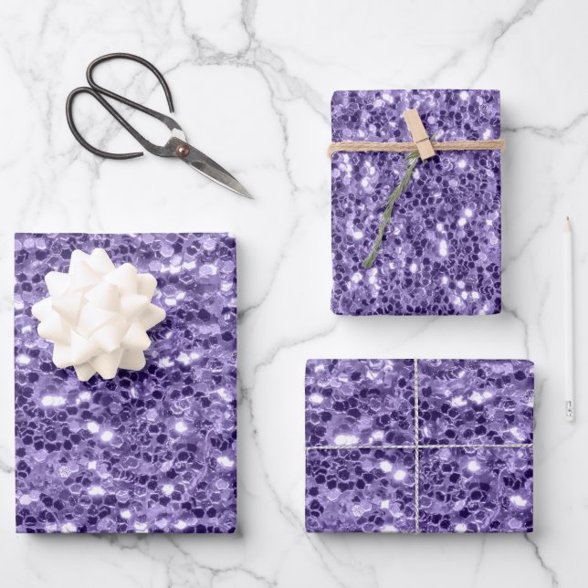Hoja De Papel De Regalo Espuma purpurina púrpura ultravioleta (Anverso)