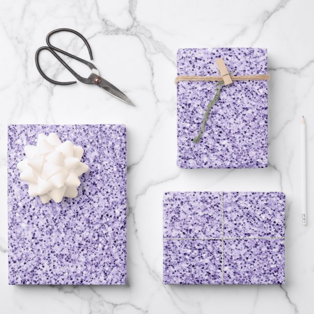 Hoja De Papel De Regalo Espuma ultravioleta de purpurina púrpura (Anverso)