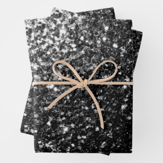 Hoja De Papel De Regalo Espumosos purpurinas falsos negros y blancos
